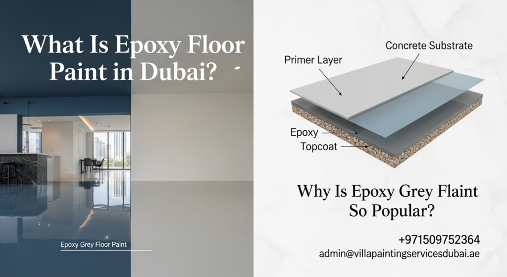 a poster of a room with a white wall and a blue wall