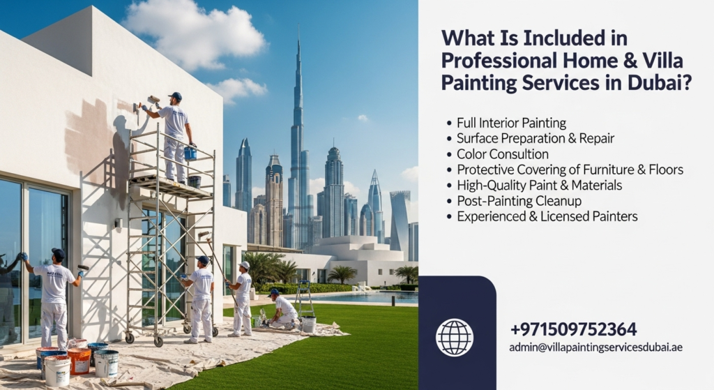 Villa painting services in Dubai by professional painters using durable paints