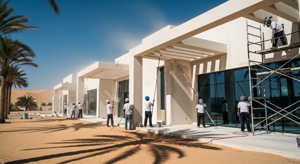 Exterior Villa Painting Protection Against Heat and Sand